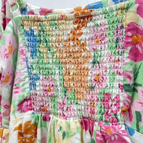 Old Navy Floral Fit & Flare Mini Sundress Women's Linen Blend Pastel Summer Med - Picture 10 of 14